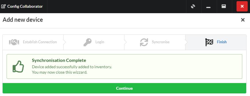 Add device wizard synchronisation step