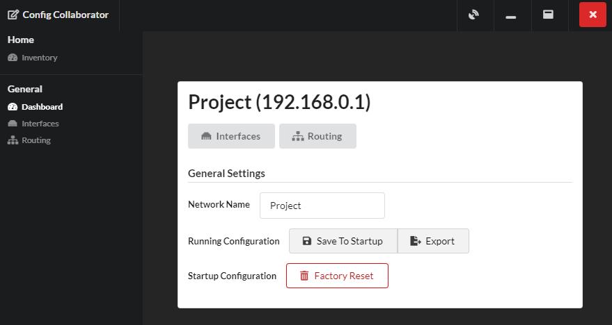 Device dashboard and general settings