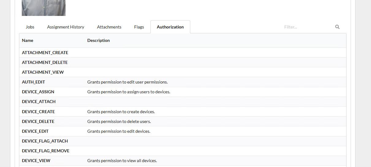 Viewing user permissions
