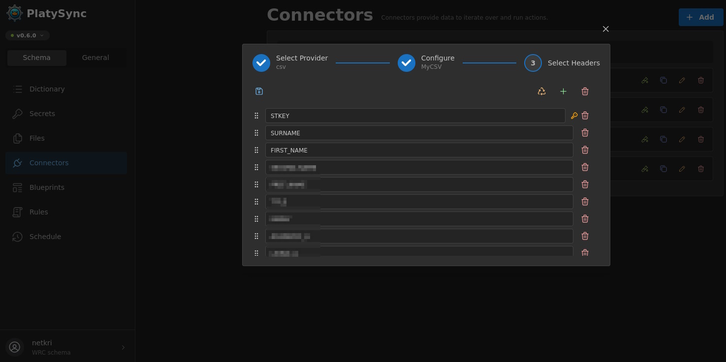 Customising connector headers
